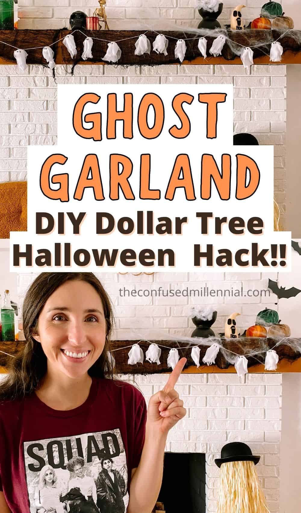 DIY Halloween Ghost Garland [Only $3 Dollar Tree Hack!!] - Confidently Mom
